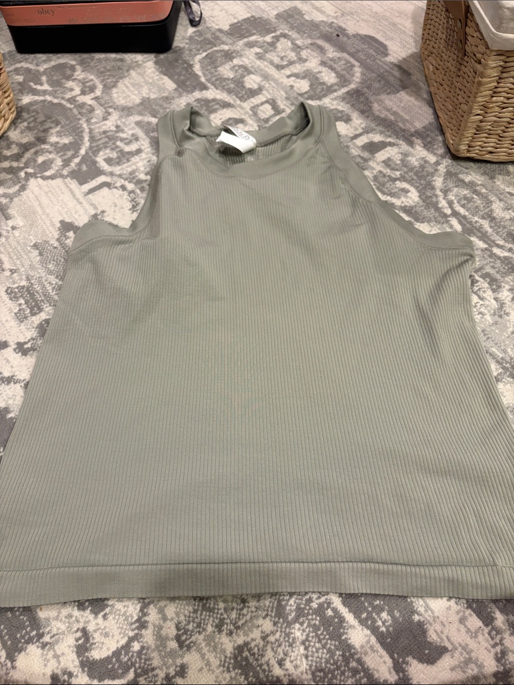 Athleta Ribbed Sleeveless Tank Top in Sage Green